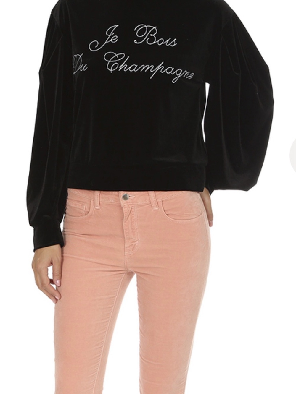 Misa Los Angeles Black Velvet Embroidered Crewneck Sweater